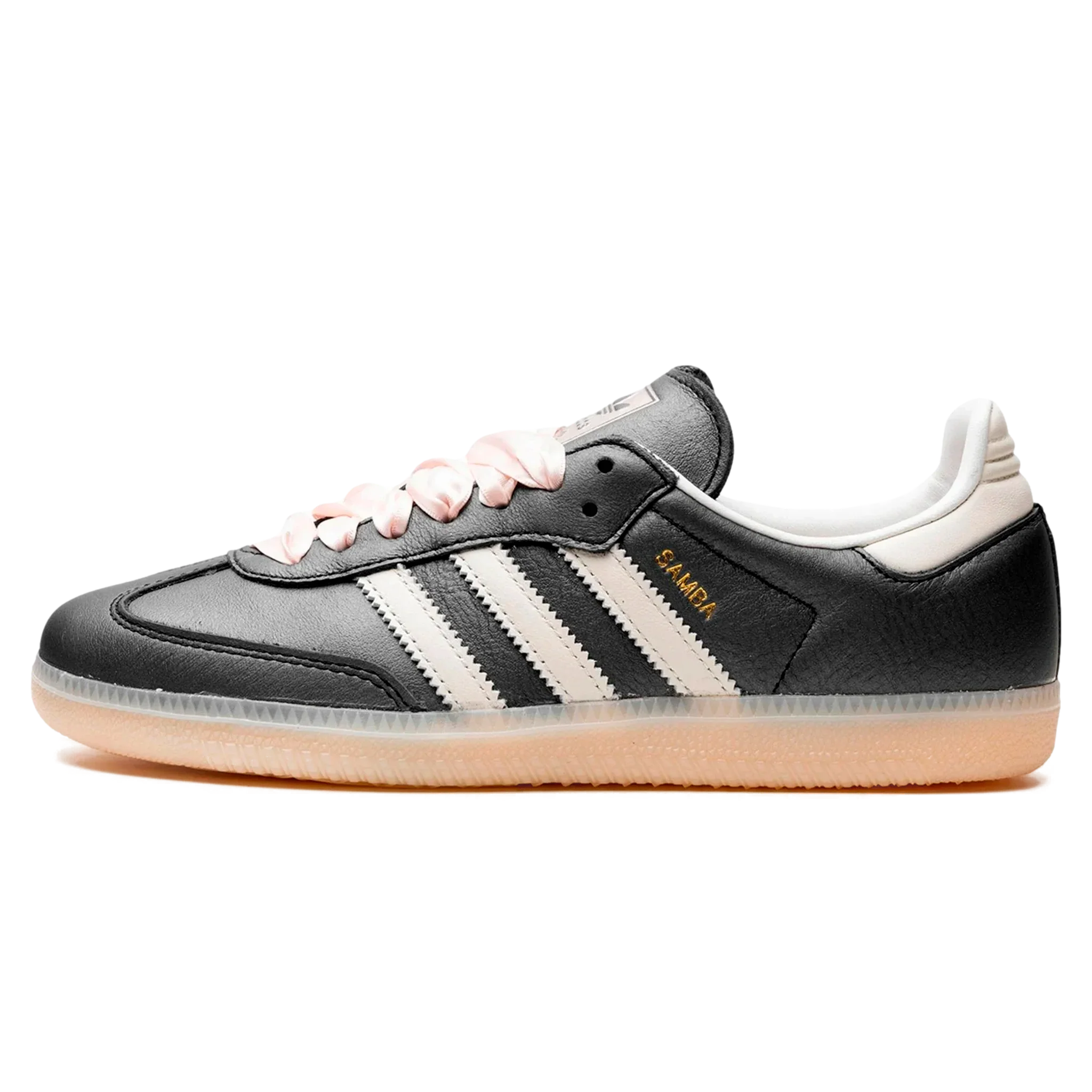 Tênis Adidas Samba OG Feminino "Black Pink Ribbon Laces" Preto