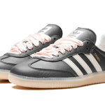 Tênis Adidas Samba OG Feminino "Black Pink Ribbon Laces" Preto